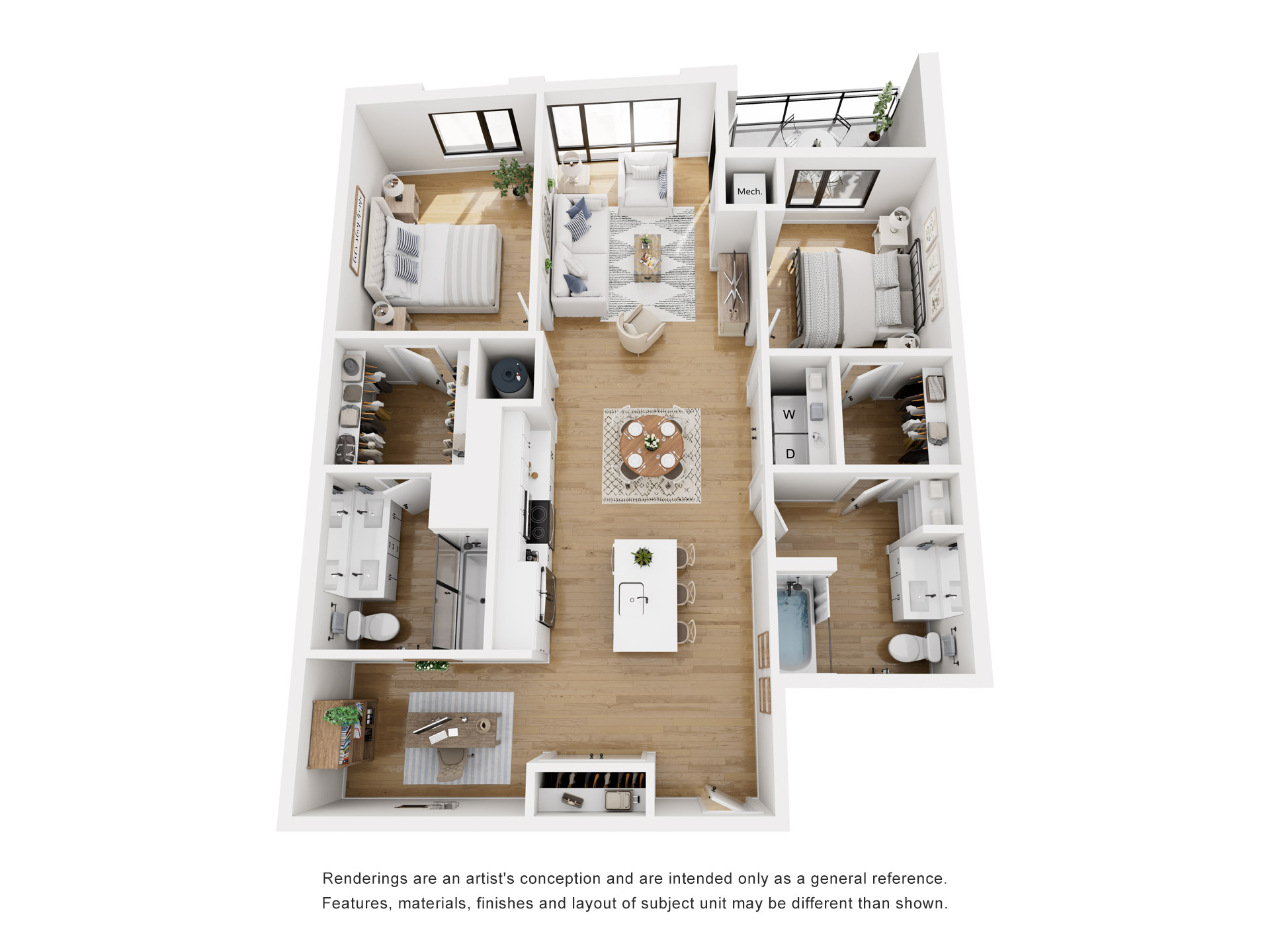 Floor plan layout diagram for BD1-1277 Den